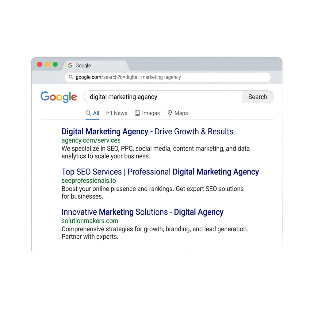 SEO Search Results Mockup